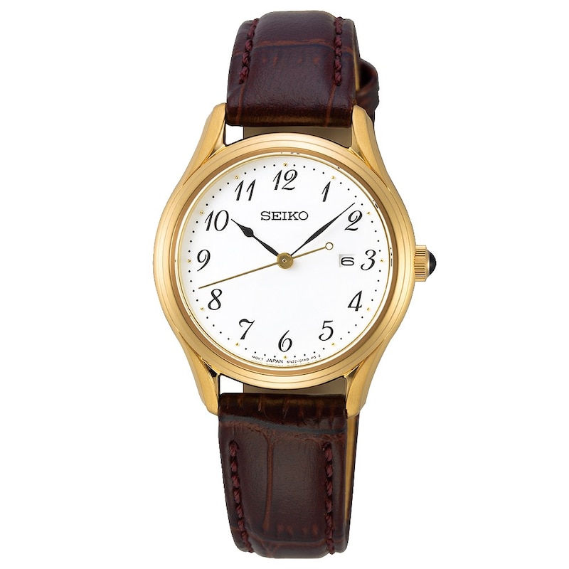 Seiko Classic Ladies' Brown Leather Strap Watch