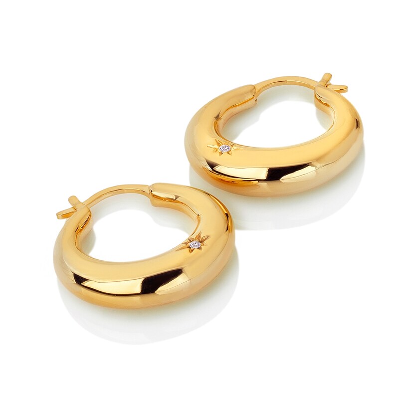 Main Image 2 of Hot Diamonds X Jac Jossa Soul 18ct Gold Plated Flat Hoop Earrings