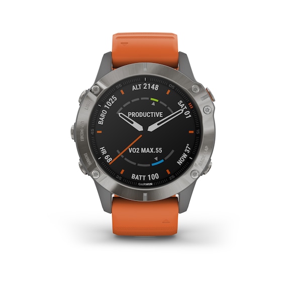 Garmin fēnix 6 Sapphire Orange Silicone Strap Smartwatch