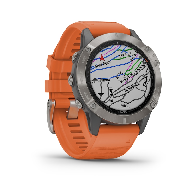 Main Image 2 of Garmin fēnix 6 Sapphire Orange Silicone Strap Smartwatch