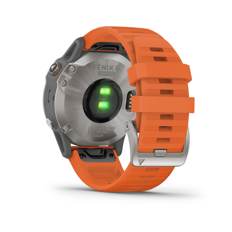 Main Image 4 of Garmin fēnix 6 Sapphire Orange Silicone Strap Smartwatch