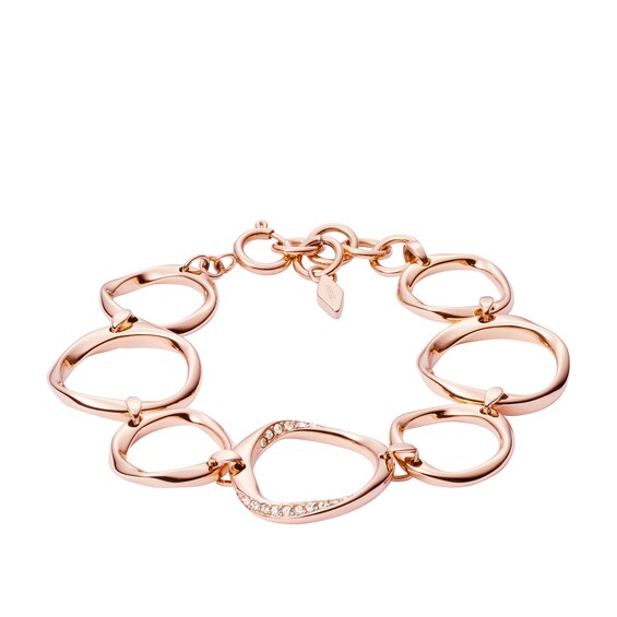 Fossil Ladies Rose Gold Tone Crystal Twist Bracelet