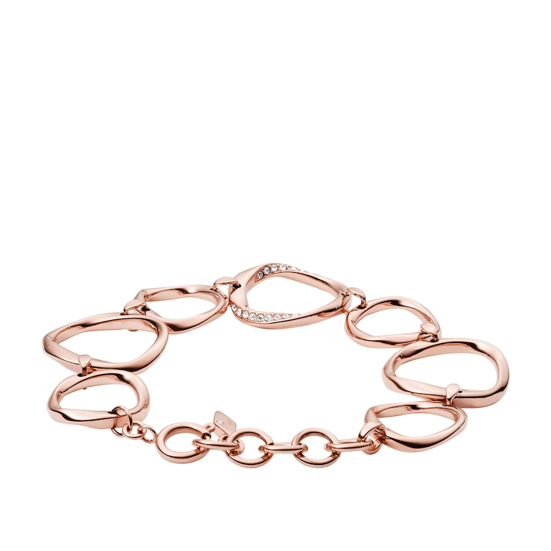 Main Image 2 of Fossil Ladies' Rose Gold Tone Crystal Twist Bracelet