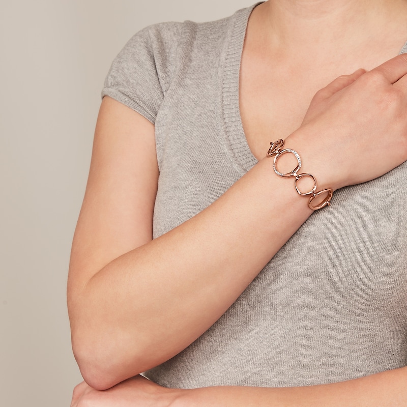 Main Image 3 of Fossil Ladies' Rose Gold Tone Crystal Twist Bracelet