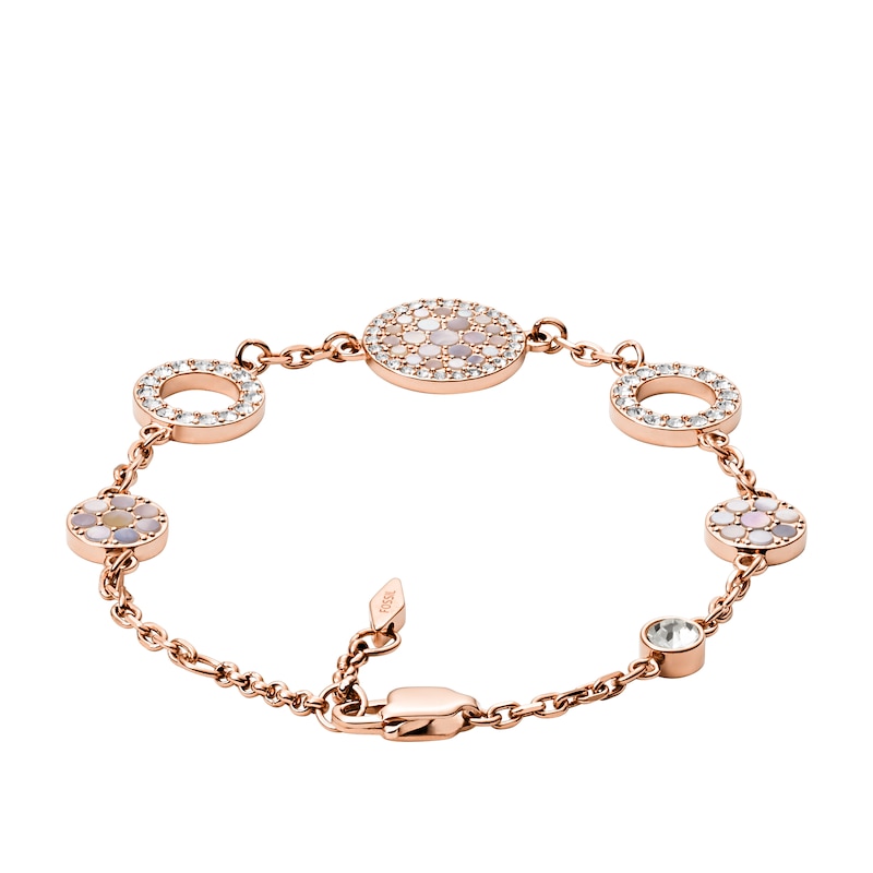 Main Image 2 of Fossil Ladies' Rose Gold Tone Mother Of Pearl Disc Bracelet
