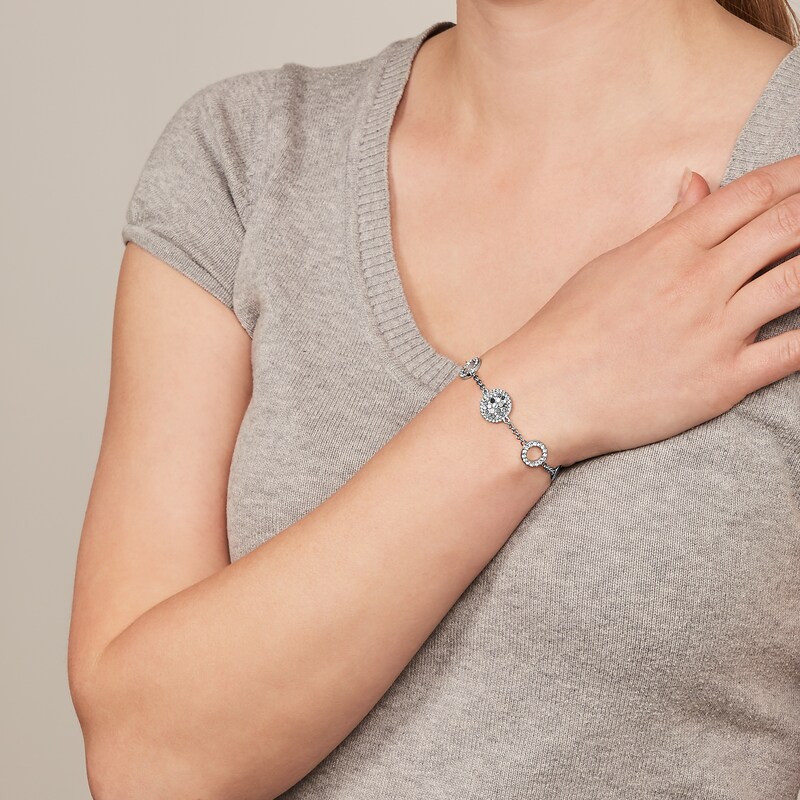 Main Image 3 of Fossil Ladies' Silver Tone Mother Of Pearl Disc Bracelet
