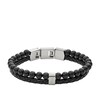 Thumbnail Image 1 of Fossil Men's Black Leather & Agate Bead Bracelet