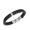 Thumbnail Image 2 of Fossil Men's Black Leather & Agate Bead Bracelet