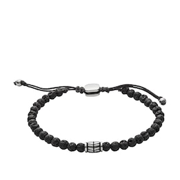 Fossil Men's Black Lavastone Bead Bracelet