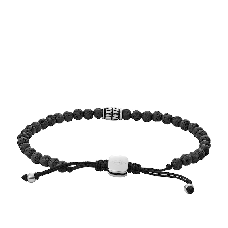 Main Image 2 of Fossil Men's Black Lavastone Bead Bracelet
