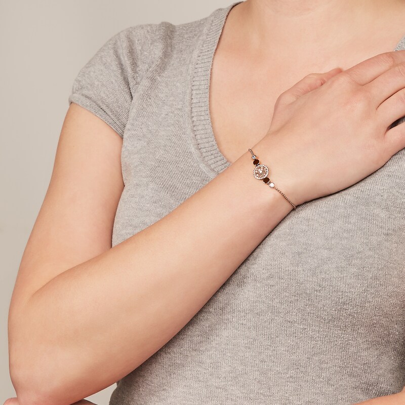 Main Image 3 of Fossil Ladies' Rose Gold Tone Mother Of Pearl & Crystal Disc Bolo Bracelet