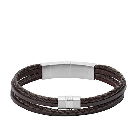 Fossil Men's Multi-Strand Brown Leather Bracelet
