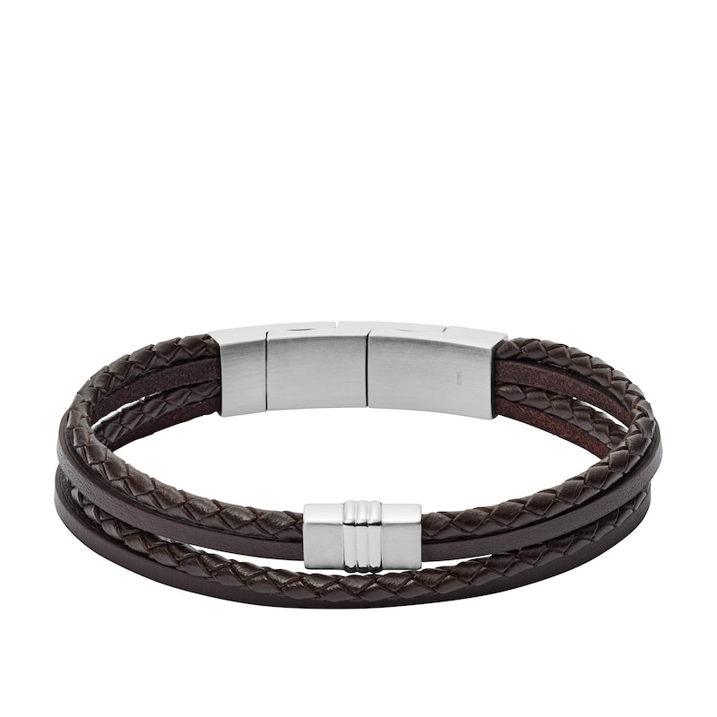 Fossil Men's Multi-Strand Brown Leather Bracelet