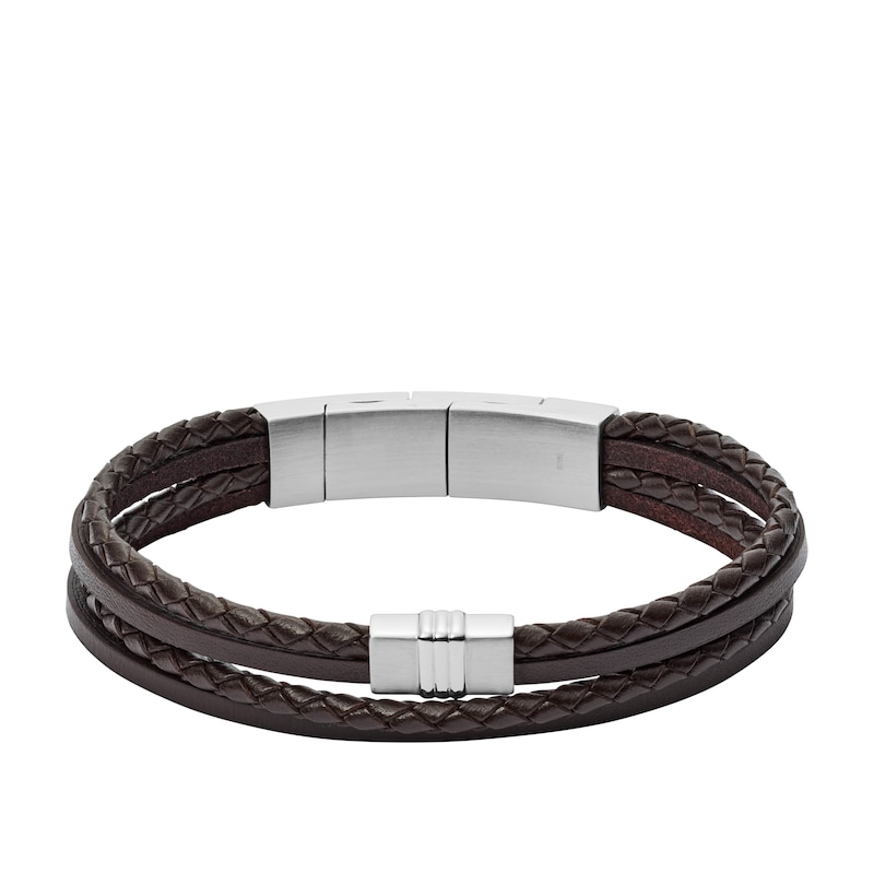 Main Image 1 of Fossil Men's Multi-Strand Brown Leather Bracelet