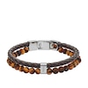 Thumbnail Image 1 of Fossil Tiger Eye & Leather Double Bracelet