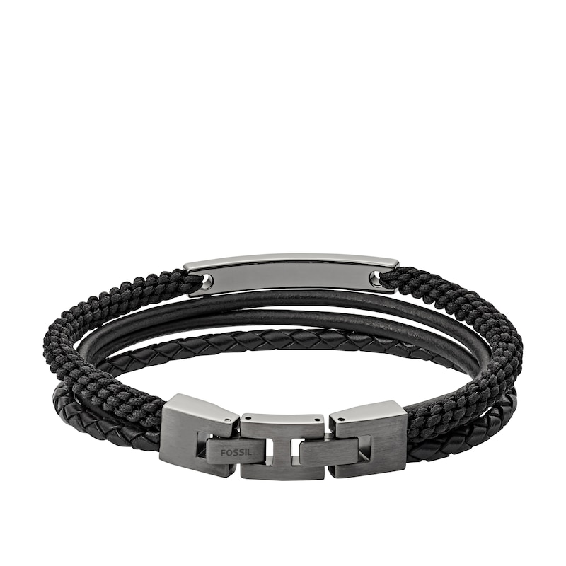 Main Image 2 of Fossil Men's Multi-Strand Black Leather Bracelet
