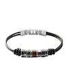 Thumbnail Image 1 of Fossil Men's Black Leather & Steel Rondell Bracelet
