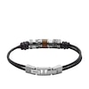 Thumbnail Image 1 of Fossil Men's Black Leather & Steel Rondell Bracelet