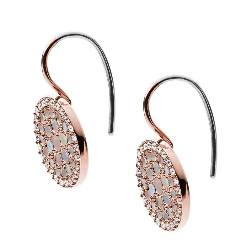 Main Image 2 of Fossil Ladies' Rose Gold Tone Crystal Disc Drop Earrings