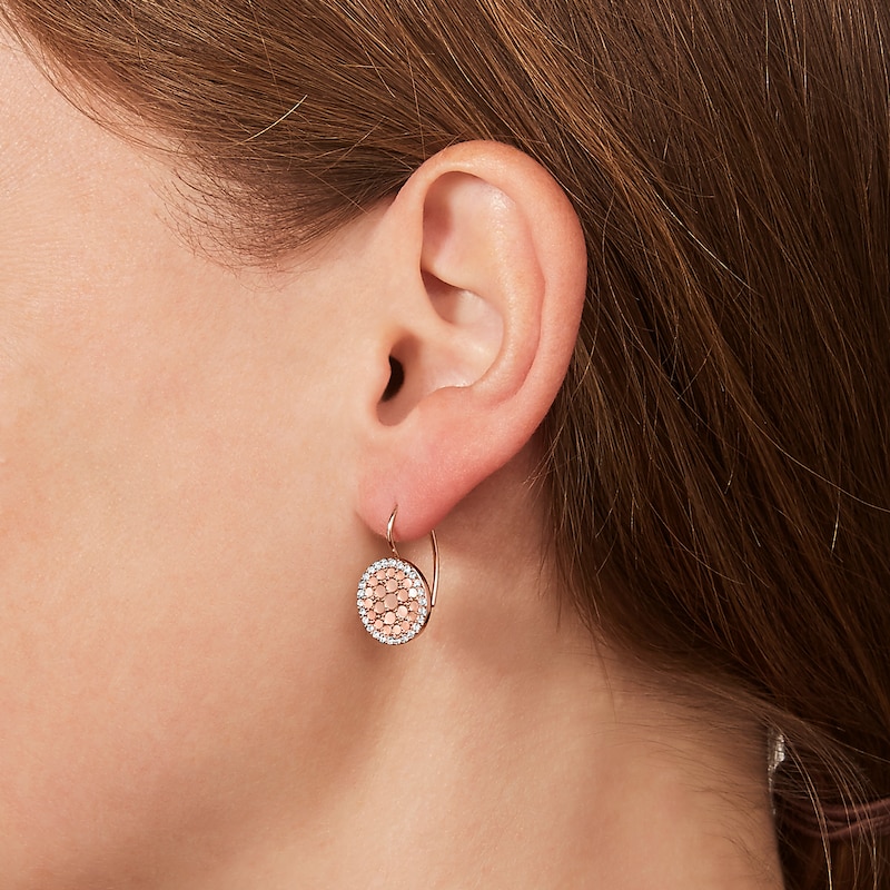 Fossil Ladies' Rose Gold Tone Crystal Disc Drop Earrings