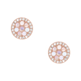 Fossil Ladies' Rose Gold Tone Crystal Disc Stud Earrings