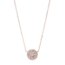 Fossil Ladies' Rose Gold Tone Mother-Of-Pearl Disc Pendant