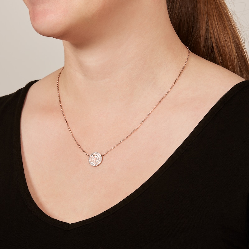 Main Image 2 of Fossil Ladies' Rose Gold Tone Mother-Of-Pearl Disc Pendant
