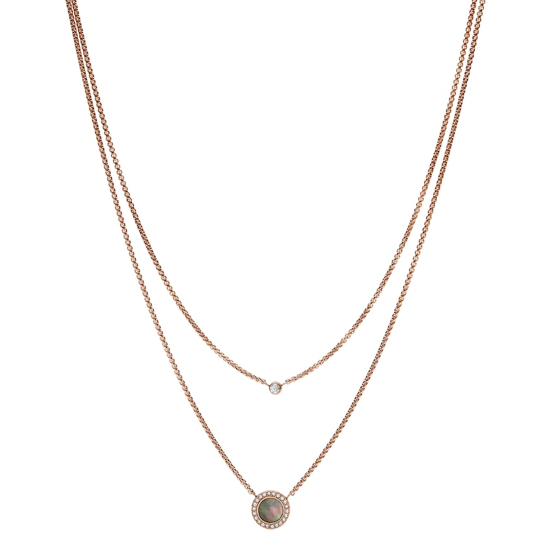 Main Image 1 of Fossil Rose Gold Tone Two Chain Necklace