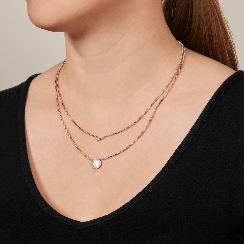 Main Image 2 of Fossil Rose Gold Tone Two Chain Necklace