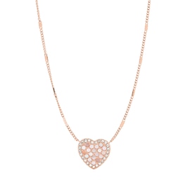 Fossil Ladies' Rose Gold Tone Mother Of Pearl Heart Pendant