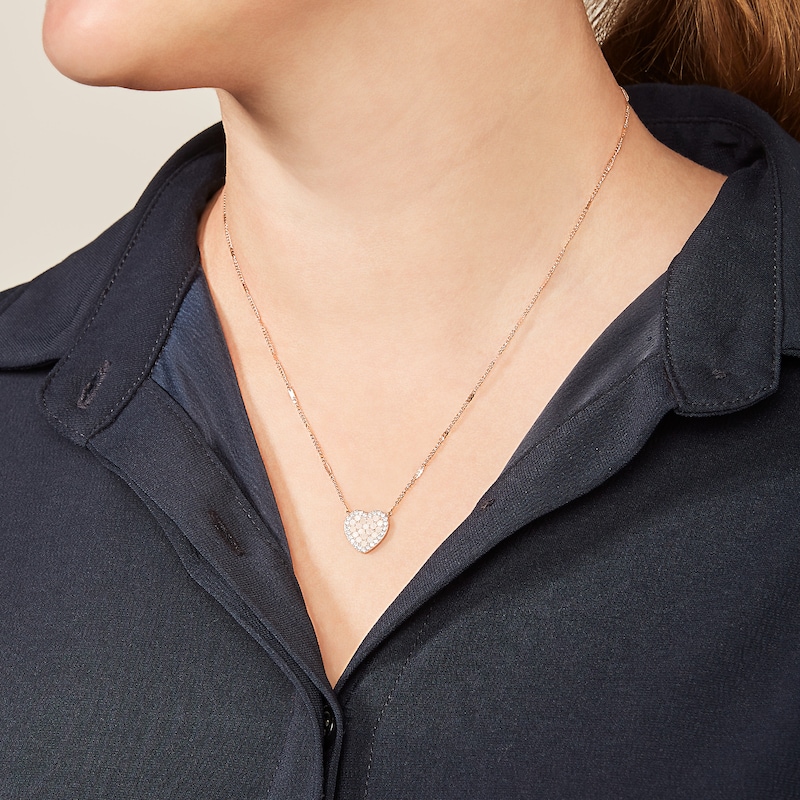 Main Image 2 of Fossil Ladies' Rose Gold Tone Mother Of Pearl Heart Pendant