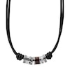 Thumbnail Image 0 of Fossil Men's Black Leather & Steel Rondell Bead Necklace