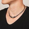 Thumbnail Image 2 of Fossil Men's Black Leather & Steel Rondell Bead Necklace