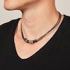 Thumbnail Image 3 of Fossil Men's Black Leather & Steel Rondell Bead Necklace
