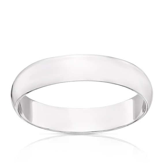 9ct White Gold 4mm Extra Heavy D Shape Ring
