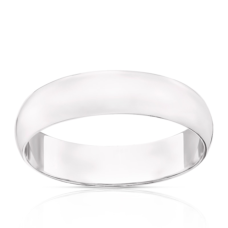 Main Image 1 of 9ct White Gold 5mm Extra Heavy D Shape Ring