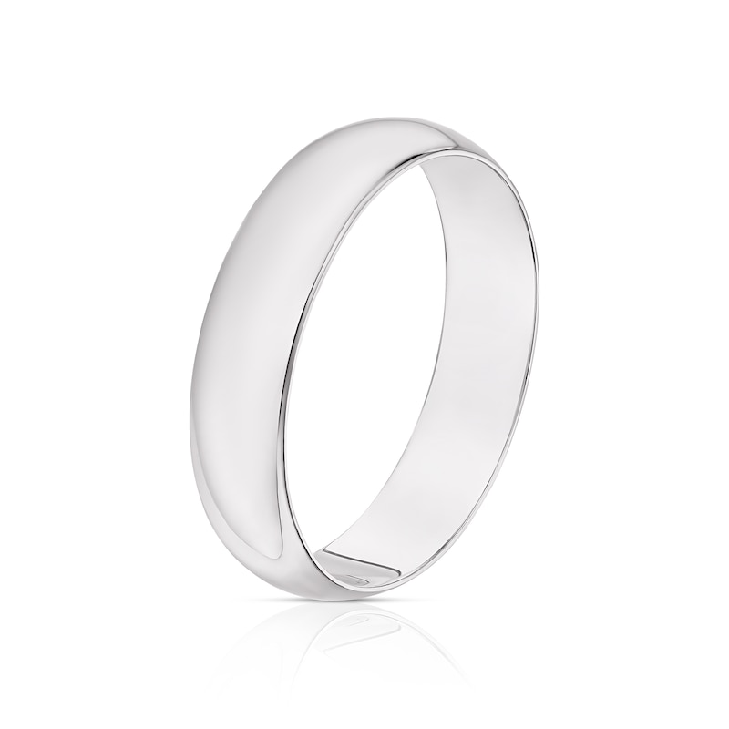 Main Image 2 of 9ct White Gold 5mm Extra Heavy D Shape Ring