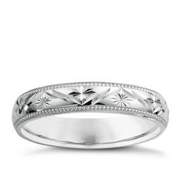 9ct White Gold Ladies' 4mm Patterned Wedding Ring