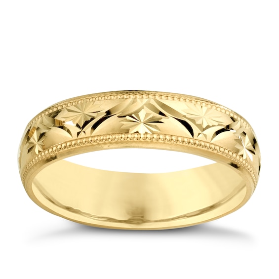 9ct Yellow Gold Women's Patterned Wedding Band