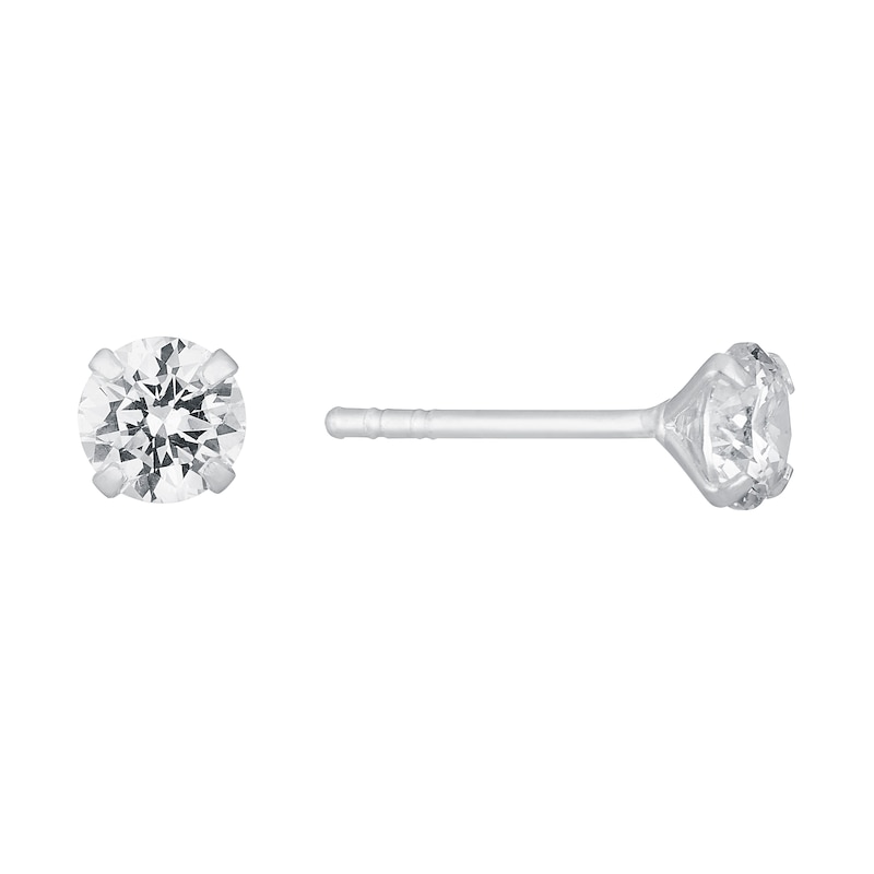 Main Image 1 of Sterling Silver Cubic Zirconia 5mm Stud Earrings