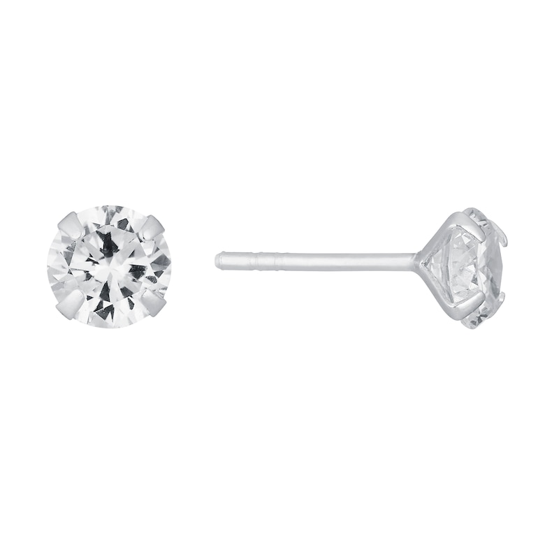 Sterling Silver Cubic Zirconia 6mm Stud Earrings