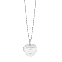 Sterling Silver & 9ct Gold Heart Locket With 18 inches Chain