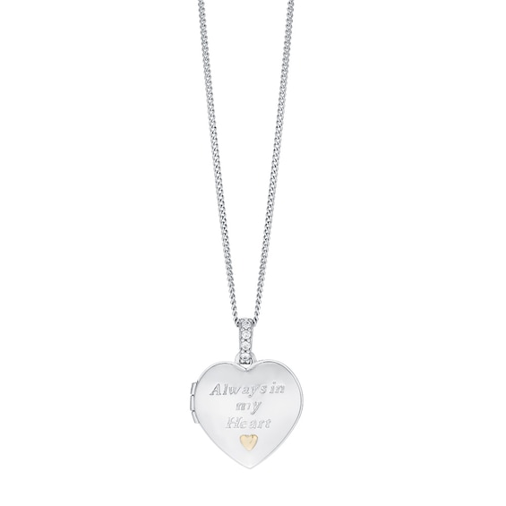 Sterling Silver & 9ct Gold Heart Locket With 18" Chain