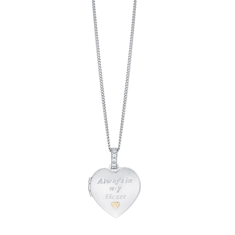 Main Image 1 of Sterling Silver & 9ct Gold Heart Locket With 18" Chain