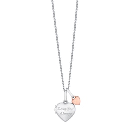 Sterling Silver & 9ct Rose Gold 18" Heart Locket