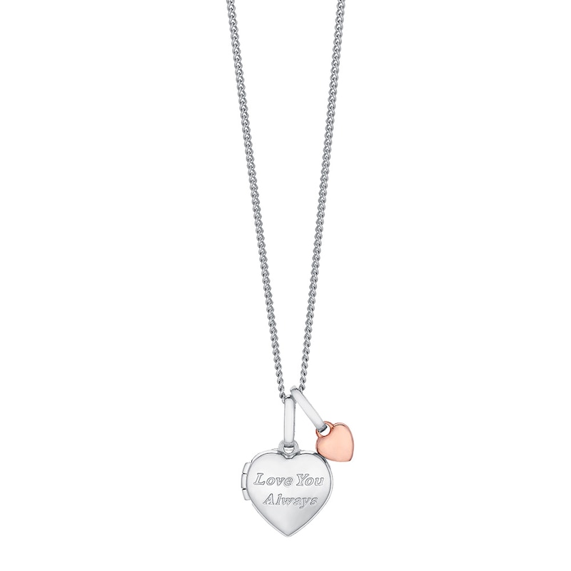 Sterling Silver & 9ct Rose Gold 18 Inch Heart Locket