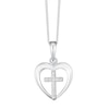 Thumbnail Image 1 of Sterling Silver & Crystal Heart With Cross Pendant