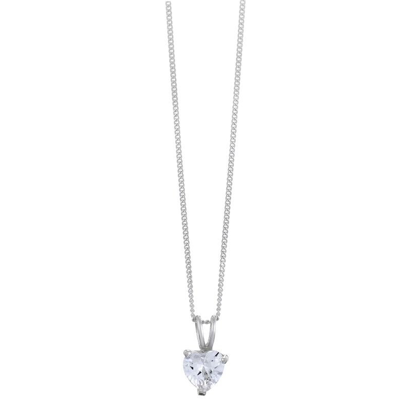 Main Image 1 of Sterling Silver & Heart Shaped Cubic Zirconia Drop Pendant