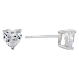 Sterling Silver & Cubic Zirconia Heart Stud Earrings 5mm