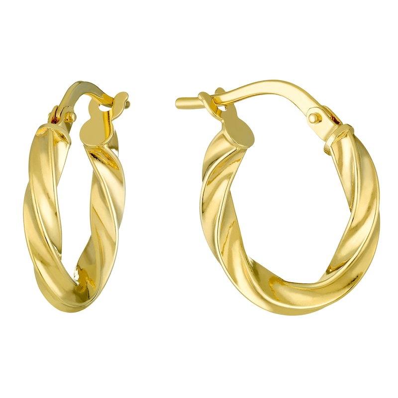 Main Image 1 of 9ct Yellow Gold 10mm Twisted Hoop Earrings